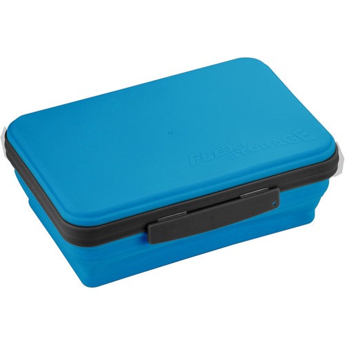 It's Academic Flexi Storage Box Blue and Black - External Dimensions: 6" Width x 9" Depth x 3" Height - Rubber - Black, Blue - Pencil Boxes - AMX23133