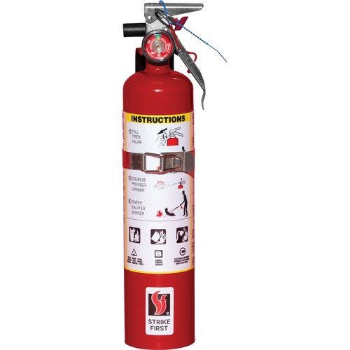 Strike First Fire Extinguisher ABC 2.5 lbs - 1.13 kg Capacity - B: Flammable Liquids, A: Common Combustibles, C: Live Electrical Equipment