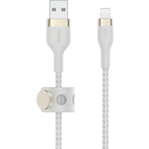 Belkin USB-A Cable with Lightning Connector - 6.56 ft Lightning/USB Data Transfer Cable for iPhone, iPad, iPod, iPad Air, iPad Pro - First End: 1 x USB Type A - Male - Second End: 1 x Lightning - Male - MFI - White