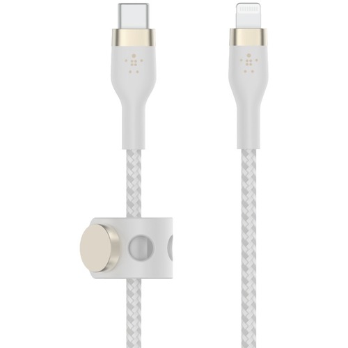 Belkin USB-C Cable with Lightning Connector - 6.56 ft Lightning/USB Data Transfer Cable for iPhone, iPad, iPod, iPad Air, iPad Pro - First End: 1 x USB Type C - Male - Second End: 1 x Lightning - Male - MFI - White
