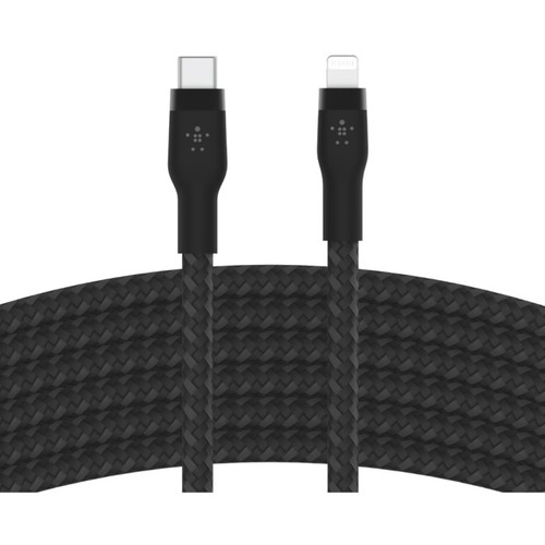 Belkin USB-C Cable with Lightning Connector - 9.84 ft Lightning/USB Data Transfer Cable for iPhone, iPad, iPod, iPad Air, iPad Pro - First End: 1 x USB Type C - Male - Second End: 1 x Lightning - Male - MFI - Black