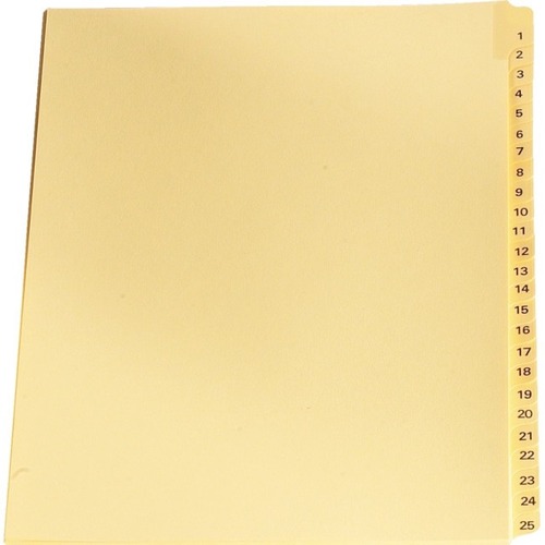 Supreme Legal Exhibit Dividers Buff #25 Letter Size, Pack of 25 - Digit - #25 - Letter - 8.50" (215.90 mm) Width x 11" (279.40 mm) Length - Buff Divider - Clear Plastic Tab(s) - Recycled - 25 / Pack