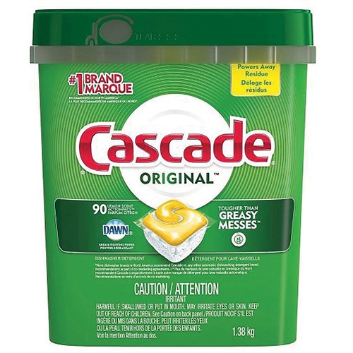 Cascade ActionPacs Dishwashing Detergent - Powder - Lemon Scent - 90 / Pack