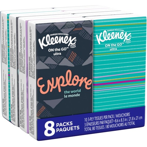 Kleenex Trusted Care Tissues - 3 Ply - Thick, Durable, Absorbent - 10 Per Pack - 8 / Pack