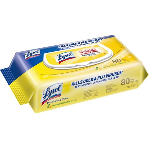 Lysol Disinfectant Wipe - Wipe - Lemon & Lime Blossom Scent - 80 Pack