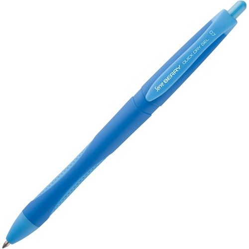 Serve Berry Quick-Dry Gel Ink Pen - Medium Pen Point - 0.7 mm Pen Point Size - Retractable - Blue Gel-based Ink - Blue Barrel - 1 Each