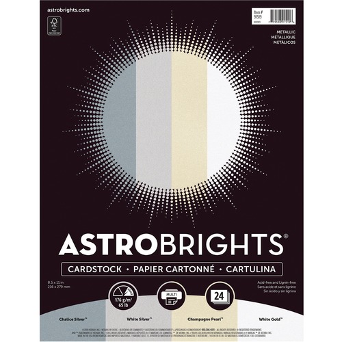 Spicers Astrobrights Printable Multipurpose Card Stock - Letter - 8 1/2" x 11" - 65 lb Basis Weight - 24 / Pack - Copy & Multi-Use Coloured Paper - NEE91519