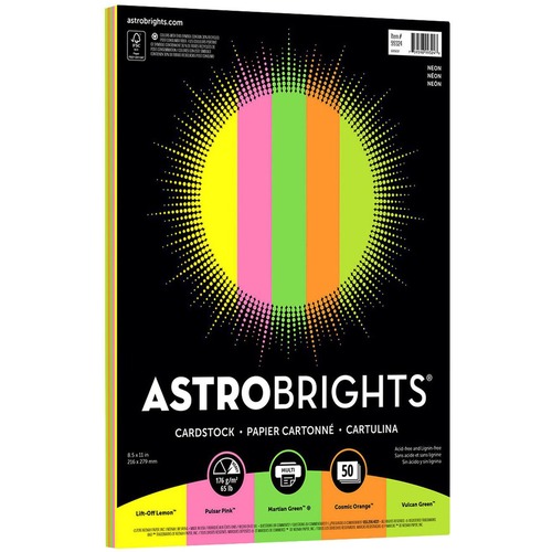 Spicers Astrobrights Printable Multipurpose Card Stock - Letter - 8 1/2" x 11" - 50 / Pack