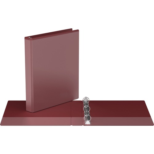 Davis Easyview 1" Round Ring Binder Burgundy - 1" Binder Capacity - 1" (25.40 mm) Ring - Round Ring Fastener(s) - Inside Front & Back Pocket(s) - Polypropylene - Burgundy - Clear Overlay, Ink-transfer Resistant - 1 / Each