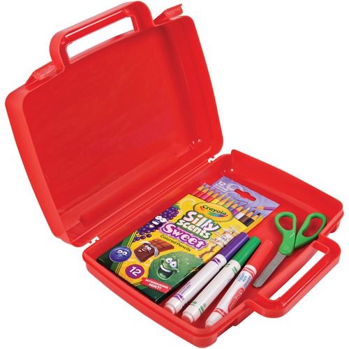 Deflecto Antimicrobial Storage Case Red - External Dimensions: 8.6" Width x 10.2" Depth x 2.7" Height - Snap-tight Closure - Plastic - Red - For Photo, Art/Craft Supplies - Storage Boxes & Containers - DEF39506RED