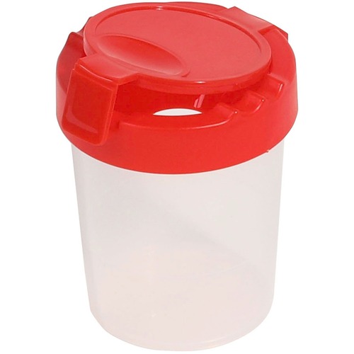 Deflecto Antimicrobial Kids No Spill Paint Cup Red - Paint, Brush - 3.93"Height x 3.46"Width x 3.93"Depth - 1 Each - Red - Plastic, Polypropylene