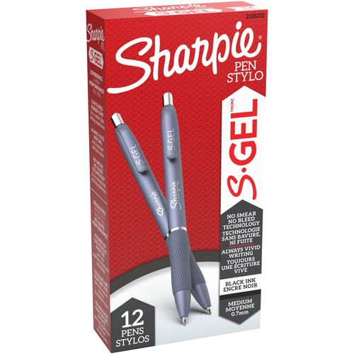Sharpie S-Gel Fashion Retractable Pens 0.7 mm Black - 0.7 mm Medium Pen Point - Black Ink - Gel-based - Blue Barrel