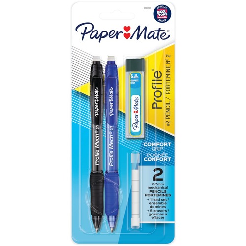 Paper Mate Profile Mechanical Pencils 0.7 mm Assorted Colours 2/pkg - HB/#2 Lead - 0.7 mm Lead Diameter - Black, Blue Barrel - 2 / Pack - Mechanical Pencils - PAP2105701