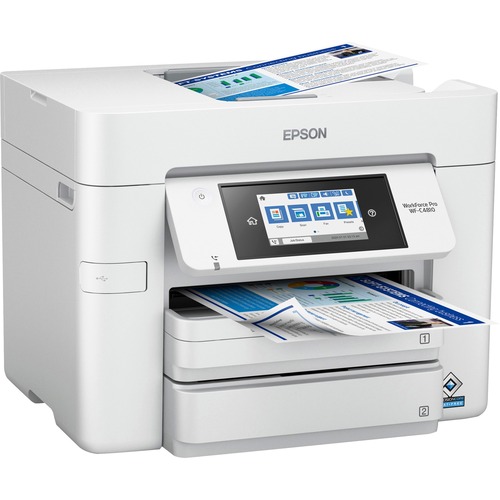 Epson WorkForce Pro WF-C4810 Inkjet Multifunction Printer - Color - Copier/Fax/Printer/Scanner - Automatic Duplex Print - Color Scanner - 1200 dpi Optical Scan - Color Fax - Wireless LAN - For Plain Paper Print
