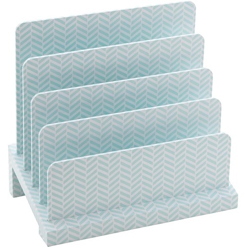 See Jane Work Blue Tile File Sorter - 100 x Sheet - 4 Compartment(s) - Vertical - 9" Height x 8.5" Width x 5.5" DepthDesktop - Heavy Duty, Sturdy - Blue - Paperboard - 1 Each