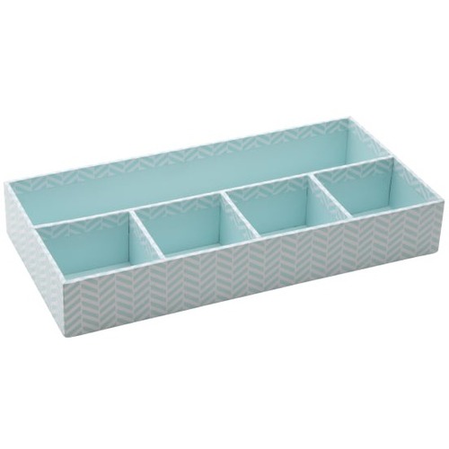 Realspace® Blue Tile 5-Compartment Divided Desk Tray - 5 Compartment(s) - 2" Height x 12.3" Width x 6" Depth - Heavy Duty, Divider - Light Blue - Paperboard - 1 Each