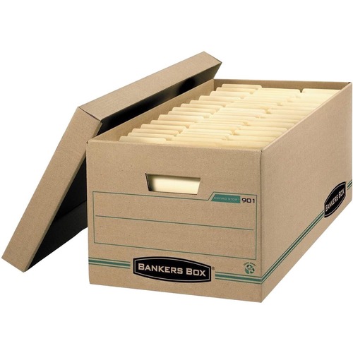 Bankers Box Enviro Stor 900 Storage Case - External Dimensions: 12" Width x 24" Depth x 10" Height - Media Size Supported: Letter 8.50" (215.90 mm) x 11" (279.40 mm) - Lift-off Closure - Light Duty - Double End/Single Side/Double Bottom Wall - Stackable -