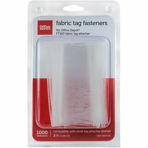 Office Depot® Brand Tag Fasteners, 2" , White, Pack Of 1,000 Fasteners - 1000/Pack - White