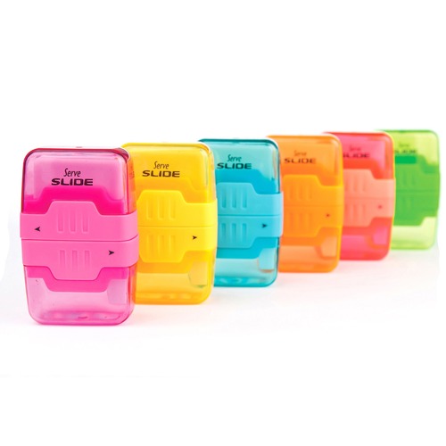 Serve Slide Eraser & Sharpener - Plastic - Multicolor - 1 Each