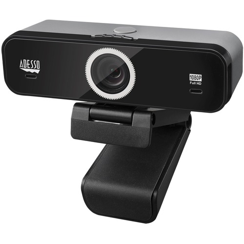 Adesso CyberTrack K1 Webcam - 2.1 Megapixel - 30 fps - USB 2.0 - 1920 x 1080 Video - CMOS Sensor - Fixed Focus - Microphone - Monitor, Notebook, TV - Windows 10 - PC & Web Cameras - ADECYBERTRACKK1