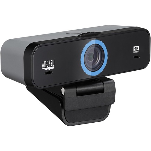 Adesso CyberTrack K4 Webcam - 8 Megapixel - 30 fps - USB 2.0 - 1 Each - 3840 x 2160 Video - CMOS Sensor - Fixed Focus - 120° Angle - Microphone - Monitor, Notebook, TV - Windows 10