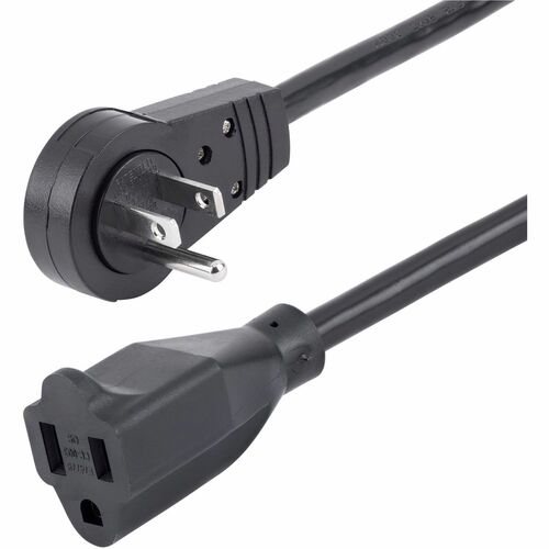 StarTech.com 10ft Power Extension Cord, Rotating Flat Plug Extension Cord, NEMA 5-15P to NEMA 5-15R Cable, 16 AWG, 125V/15A, UL Certified - 360 degree rotating flat plug extension cord - Use 3ft power extension cord w/ wall outlet/power bar without blocki