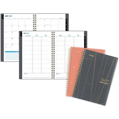 Five Star Style Planner - Small Size - Academic - Weekly, Monthly - 12 Month - July - June - 1 Week, 1 Month Double Page Layout - 8 1/2" x 5 1/2" Sheet Size - Wire Bound - Multi - Durable Cover, Dated Planning Page, Tabbed, Reference Calendar, Unruled Dai