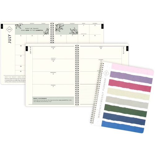 At-A-Glance Cambridge GreenPath Academic Planner - Large - Academic - Weekly, Monthly - 12 Month - July to June - 1 Week, 1 Month Double Page Layout - 11" x 8 1/2" Sheet Size - Twin Wire - Multi - Paper - Dated Planning Page, Flexible Cover, Unruled Daily