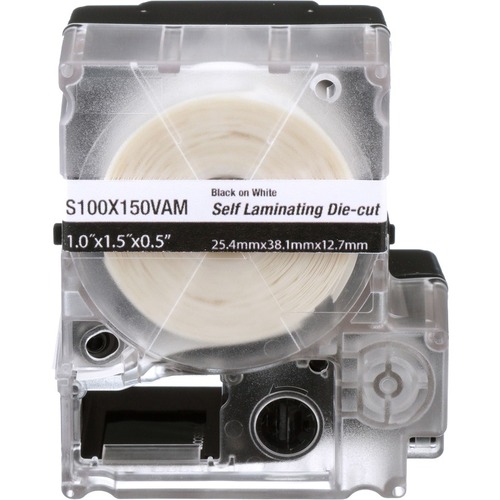 Panduit S100X225VAM Self-Laminating Cassette 1" x 2.25" - 2 1/4" Height x 1" Width - Rectangle - Thermal Transfer - White on Clear - Vinyl - 125 / Cassette