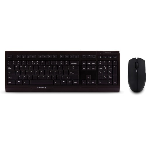 CHERRY B.UNLIMITED 3.0 Wireless Keyboard and Mouse - Full Size,Black,AES 128 Encryption,3 Button Ergonomic Mouse,DPI 2000