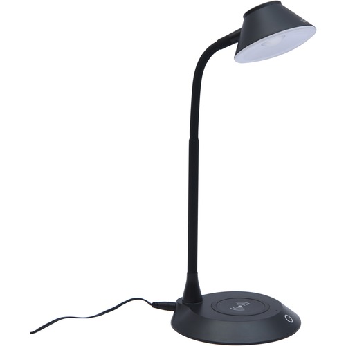 Data Accessories Company MP-323 LED Desk Lamp - 5 W LED Bulb - Adjustable Brightness, Qi Wireless Charging, Flicker-free, Glare-free Light, Dimmable, Touch Sensitive Control Panel, Flexible Neck - Desk Mountable - Black - for Desk, Phone