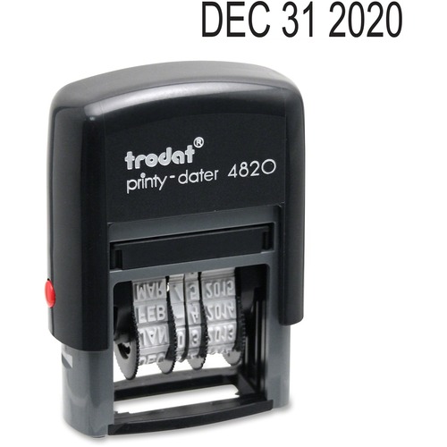 Trodat Date Only Stamp - Date Stamp - 0.38" Impression Width x 1.62" Impression Length - 10000 Impression(s) - Black - Recycled - 1 Each
