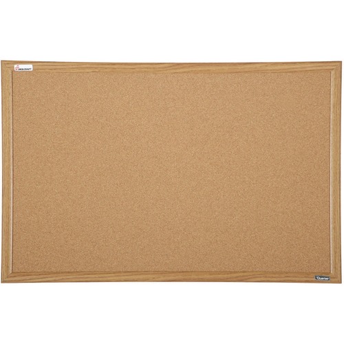SKILCRAFT® Cork Bulletin Board - 36" Board Height x 48" Board Width - Brown Natural Cork Surface - Durable, Sturdy, Laminated - Oak Frame - 1 Each