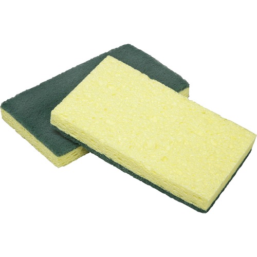 SKILCRAFT® Scrubber Sponge - 6.2" Width x 3.2" Depth700 mil Thickness - 3 / Pack - Cellulose - Yellow, Green