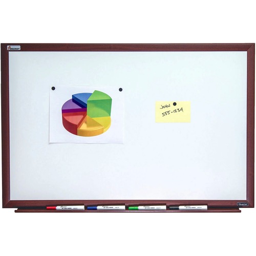 SKILCRAFT® Dry-erase Whiteboard - 36" (3 ft) Width x 24" (2 ft) Height - White Porcelain Surface - Mahogany Frame - Rectangle - Magnetic - 1 Each