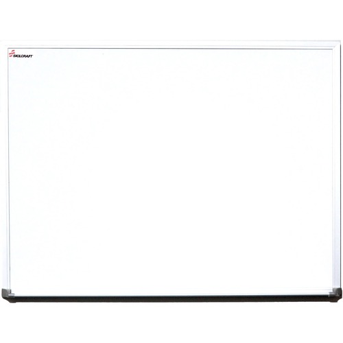 SKILCRAFT Dry-erase Board - 48" (4 ft) Width x 36" (3 ft) Height - White Melamine Surface - Aluminum Anodized Satin Aluminum Frame - Rectangle - Horizontal/Vertical - 1 Each