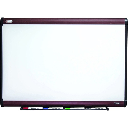 SKILCRAFT® Prestige Plus Porcelain Whiteboard - 72" (6 ft) Width x 48" (4 ft) Height - White Porcelain Enameled Steel Surface - Mahogany Anodized Satin Aluminum Frame - Rectangle - Horizontal/Vertical - Magnetic - 1 Each