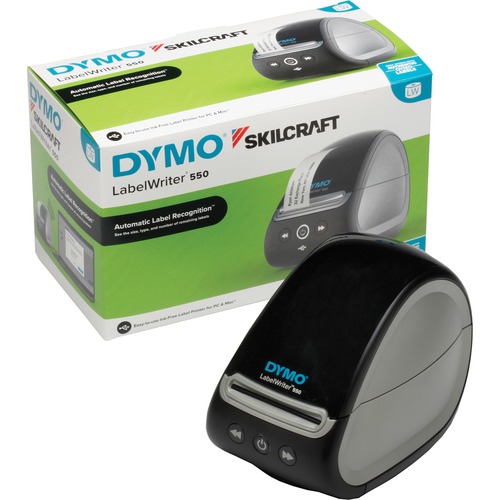 SKILCRAFT LabelWriter 550 Thermal Label Printer - Direct Thermal - 600 x 300 dpi - Label - Black, Silver - Desktop - PC, Mac - Compact - TAA Compliant