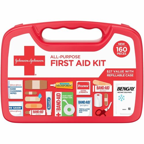 Johnson & Johnson All Purpose First Aid Kit - 160 x Piece(s) - 1 Each - White