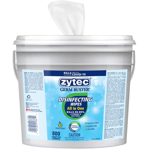 Zytec Disinfecting Wipes - All in One - 800 Wipes - Ready-To-Use Wipe - Fresh Citrus Scent