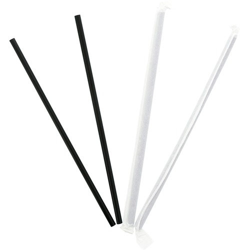 Banyan Black Straws - Wrapped - 7.8" Length - 5000 / Carton - Black