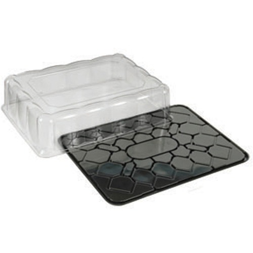 SEPG DisplayCake PET Half-Sheet Cake Dome - Storing, Transporting - Black, Clear - Polyethylene Terephthalate (PET) Body - 25 / Carton