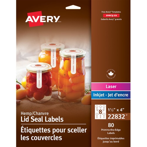 Avery® Mailing Seal Label - 1 1/4" Height x 4" Width - Permanent Adhesive - Rectangle - Laser, Inkjet - Beige - Hemp - 8 / Sheet - 80