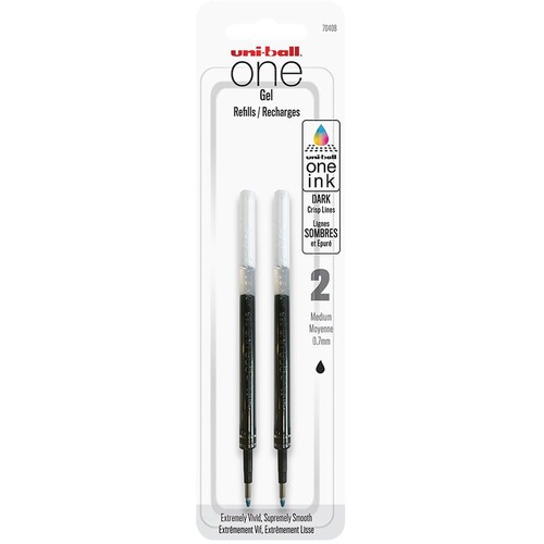 uniball™ ONE Gel Pen Refill - 0.70 mm, Medium Point - Black Ink - 2 / Pack