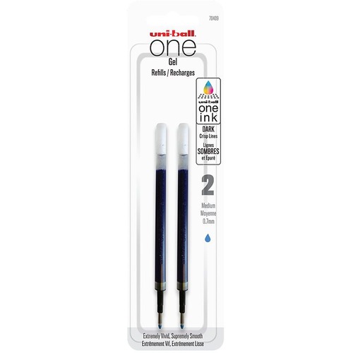 uniball™ ONE Gel Pen Refill - 0.7 mm (0.03"), Medium Point -  LeadBlue Ink - 2 / Pack