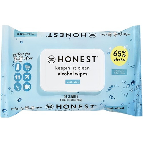 Honest Sanitizing Alcohol Wipes, 50 Count - Free & Clear - 50/Pack - 1 Each