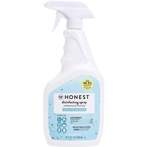 Honest Disinfecting Spray - 32 fl oz (1 quart) - 1 Each - Antibacterial, Deodorize, Fragrance-free, Chlorine-free, Bleach-free, Non-abrasive, Phosphate-free, Fume-free - White