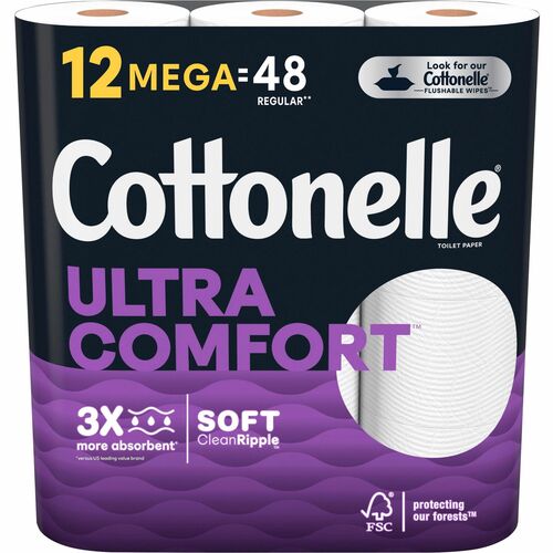 Cottonelle Ultra ComfortCare Bath Tissue - 2 Ply - 268 Sheets/Roll - White - Fiber - 12 / Pack