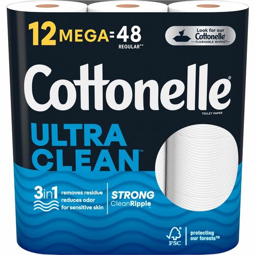 Cottonelle CleanCare Bath Tissue - 312 Sheets/Roll - White - Fiber - 12 / Pack