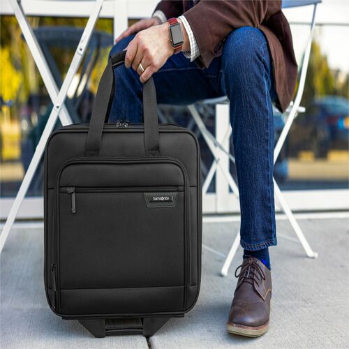 Samsonite Classic Business 2.0 Travel/Luggage Case (Briefcase) for 15.6" Travel, Notebook, Document, Accessories - Black - Polyester Body - Handle - 16.8" Height x 9" Width x 14.3" Depth